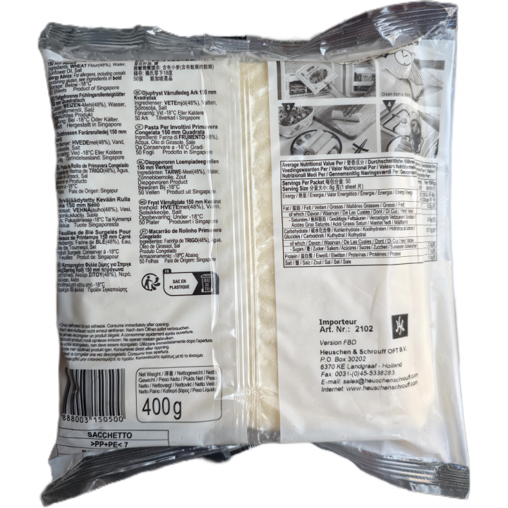 Frühlingsrollenblätter 15cm Quadratisch 400g  50 Blatt TIEFKÜHL Spring Roll Pastry