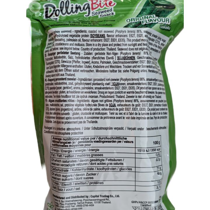Rolling Bite Seaweed Snack Original 28g Knusprige Nori Algen-Röllchen Umami