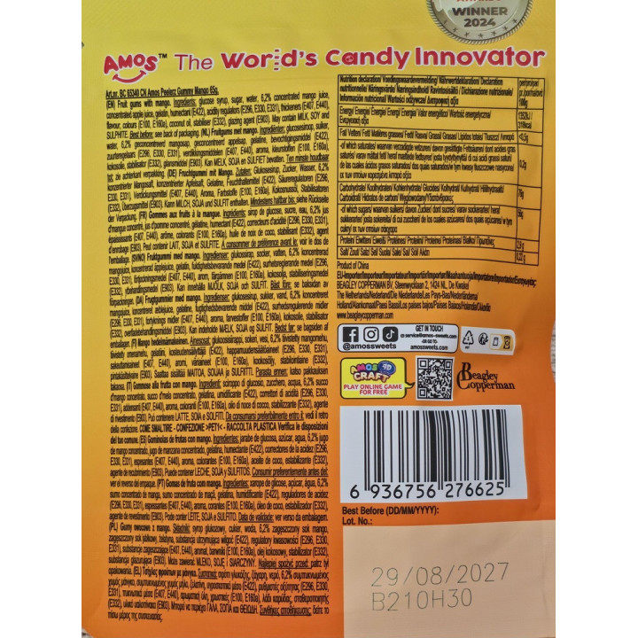 Peelerz Mango Peelable 65g Amos Schälbare,natürliche Fruchtgummis mit Mango