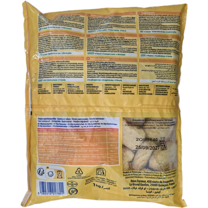 Chicken Nuggets 1kg Doux TIEFKÜHL Panierte, gewürzte Nuggets aus Hähnchenfleisch