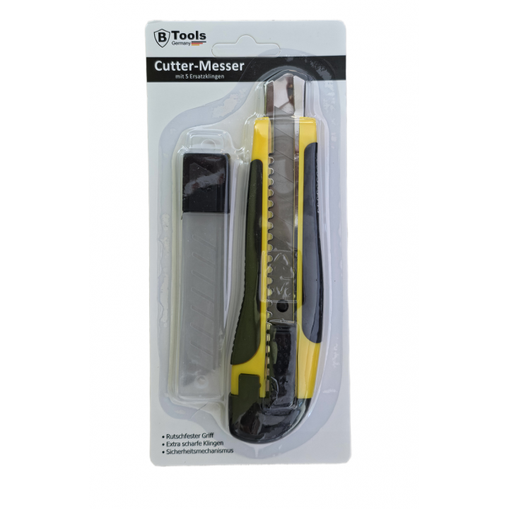 Cuttermesser mit 5 Ersatzklingen und Soft-Grip-Griff Teppichmesser Allzweckmesser