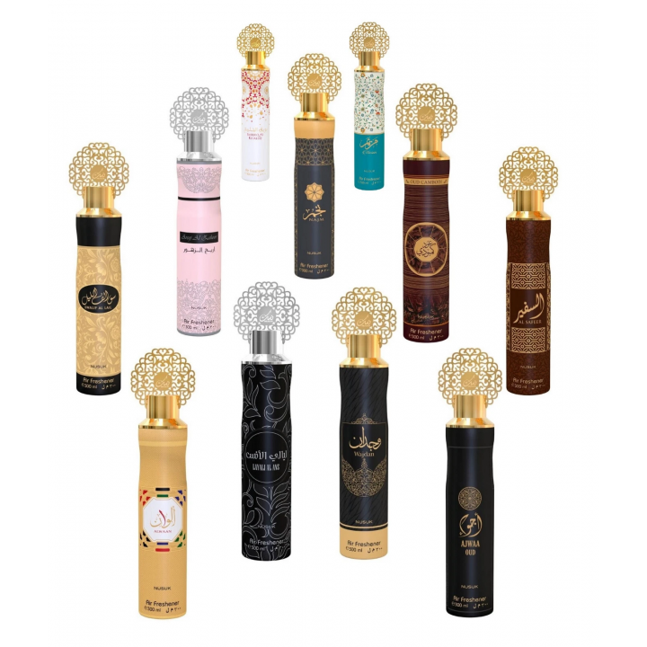10x Nusuk orientalisches Raumparfum 10x 300ml Arabischer Raumduft Lufterfrischer sinnliches Duftspray Parfüm Vorteilspackung