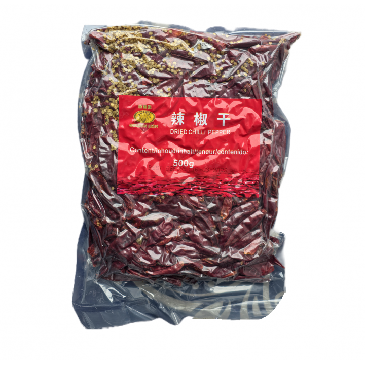 Dried Chilli Pepper 500g Golden Lion getrocknete rote Chilischoten ohne Stiel