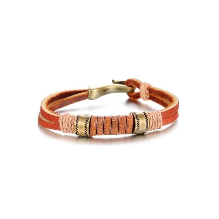 Herren & Damen Designer LederArmband (L:21cm/B:0,8-1,0cm)  surferarmband surferkette orange