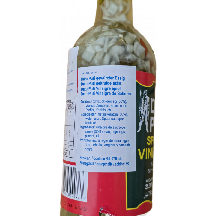 Datu Puti Spiced Vinegar 750ml Datu Puti gewürzter Essig Rohrzuckeressig mit Gewürzeinlage