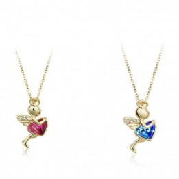 Engel-Anhänger (ca. 2,7cmx1,7cm) + Kette (ca. 42cm lang)  Glücksengel mit Herz - tolles Geschenk