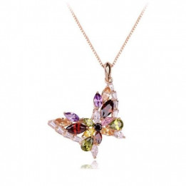 Schmetterling Anhänger (ca. 3,6cm x 2,9cm) mit Kette (ca. 40cm + 5cm) Strasssteine schmuck exclusiv