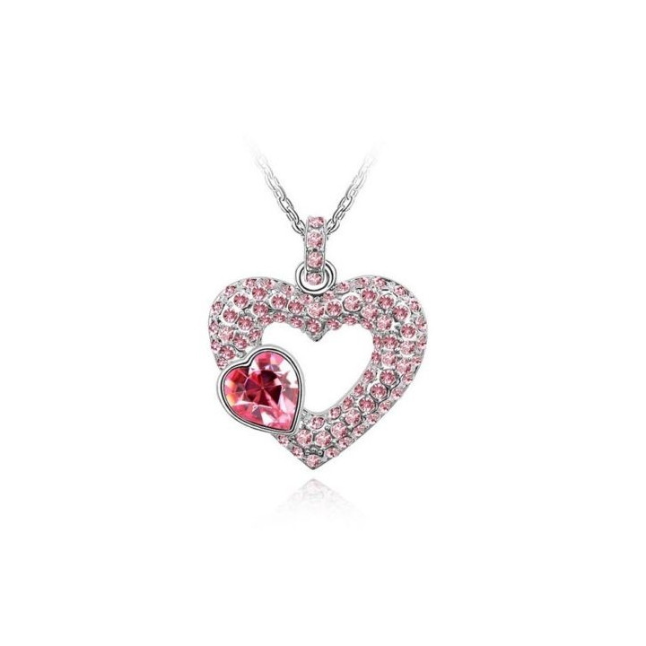 Herzanhänger + Kette echte strasssteinen herz & halskette 18k weißgold