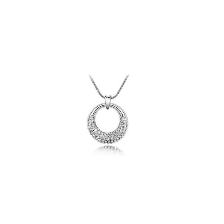 Strass Ring Anhänger (Ø ca. 2,5 cm) mit Kette (41cm+5,5cm) Farben nach Wahl - Glitzeranhänger