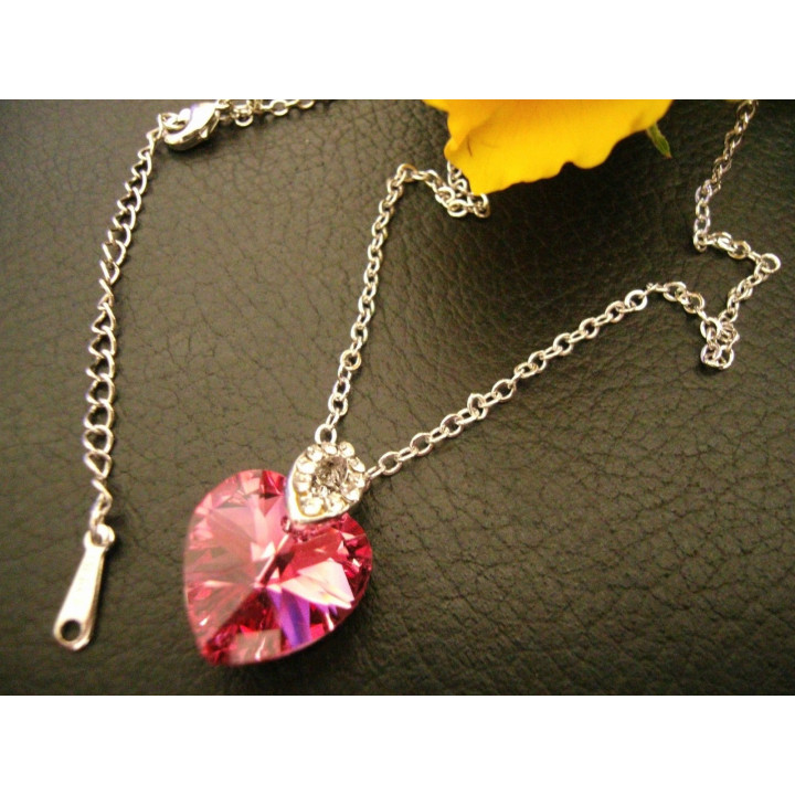 Herz Anhänger (ca. 2 cm x 1,5 cm) aus Strass roter Stein mit Kette (ca. 40 cm + 6 cm) lovely herzanhänger