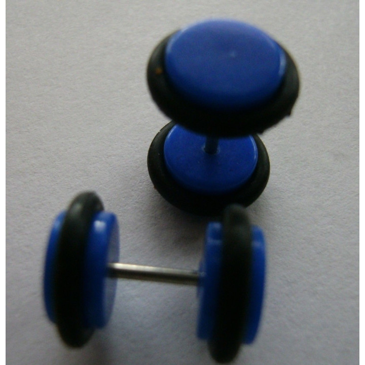 Fake Plug Tunnel Ohrstecker, versch. Farben (Ø8 oder 10 mm, L 1,4 cm) Trend Rock